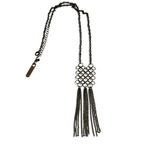 Chain of Life tassel long necklace Gun metal finish